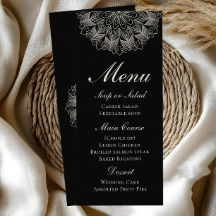 Elegant Mandala Indian Boho Black Wedding Men Rack Card