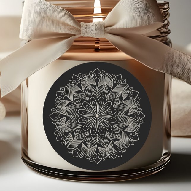 Elegant Mandala Indian Boho Chic Black Wedding Classic Round Sticker (Creator Uploaded)