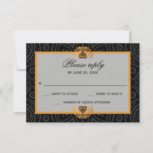 Elegant Mandala Indian Wedding RSVP (Front)
