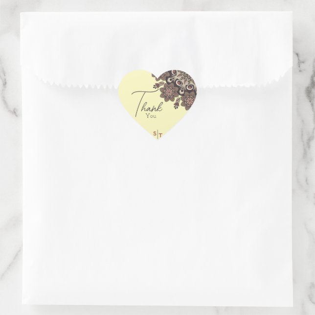 Elegant Mandala-Inspired Wedding Heart Sticker (Bag)