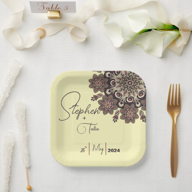 Elegant Mandala-Inspired Wedding  Paper Plate (Wedding)