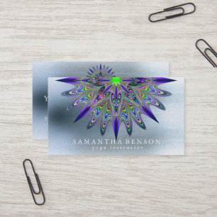 Elegant Mandala Lotus Flower Logo Yoga Instructor  Business Card