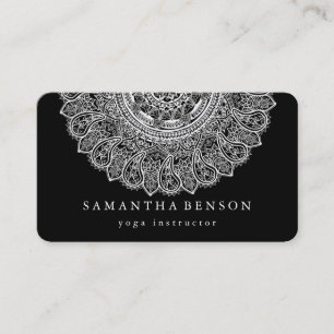 Elegant Mandala Lotus Flower Logo Yoga Instructor Business Card