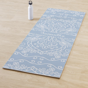 Elegant Mandala Modern Monogrammed Light Blue Yoga Mat