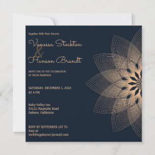 Elegant Mandala on Blue  Invitation