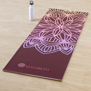 Elegant Mandala Pink Plum Personalised (1 sided) Yoga Mat