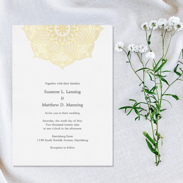 Elegant Mandala REAL GOLD FOIL wedding invitation (Creator Uploaded)