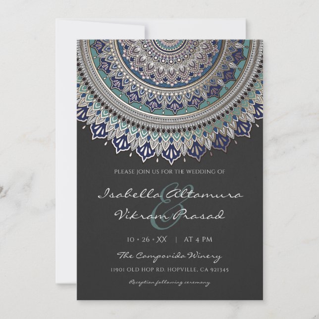 Elegant Mandala Wedding Invitations (Front)
