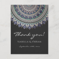 Elegant Mandala Wedding Thank You Postcards