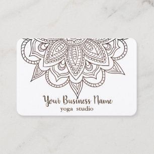 Elegant Mandala White Chic Classy Yoga Instructor Business Card