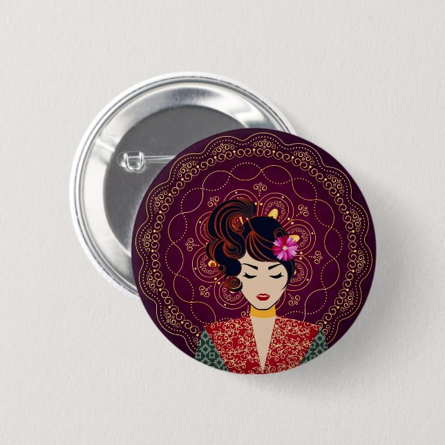 Elegant Mandala Woman Art Button (Front & Back)
