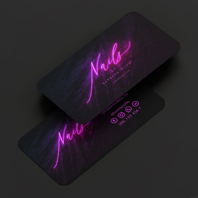 Elegant Manicurist Nail Artist Tech Neon Purple Business Card (Elegant Manicurist Nail Artist Tech Neon Purple Business Card
)