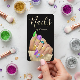 Elegant Manicurist Nail Technician QR Code Stylish Business Card