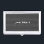 Elegant Manly Dark Grey Stripes Business Card Holder<br><div class="desc">Elegant business card holder with dark grey striped background. You can add your monogram or name to it.</div>