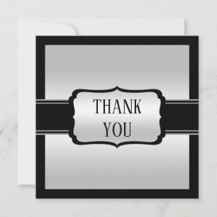 Elegant Man's Silver & Black Birthday Thank You Card
