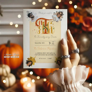 Elegant Manuscript Thanks Autumn Foliage Photos Invitation