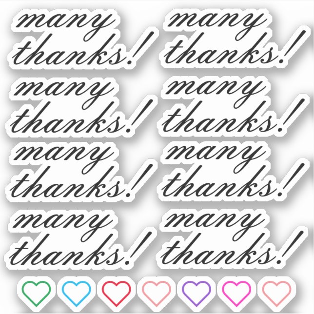 Elegant "many thanks!" Stickers (Front)