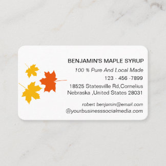 Elegant Maple Leaf Syrup Farm Business Card