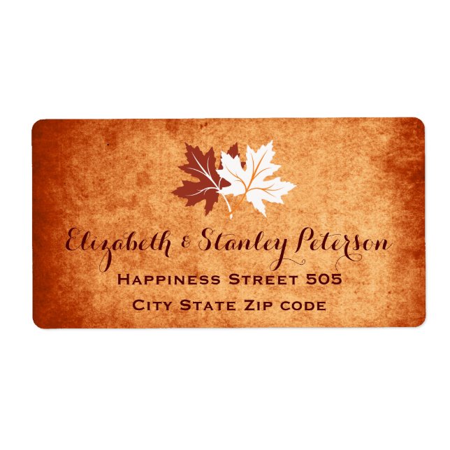 Elegant maple leaves orange fall wedding (Front)