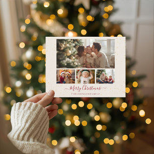 Elegant Marble 4 Photo Christmas Card
