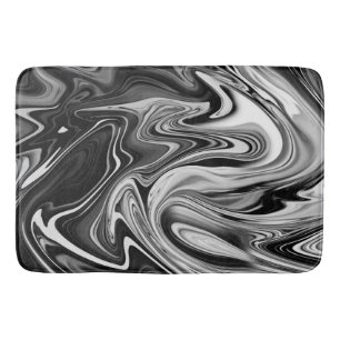Elegant Marble 7 - Liquid Black and White Bath Mat