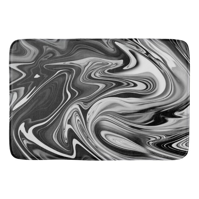 Elegant Marble 7 - Liquid Black and White Bath Mat (Front)