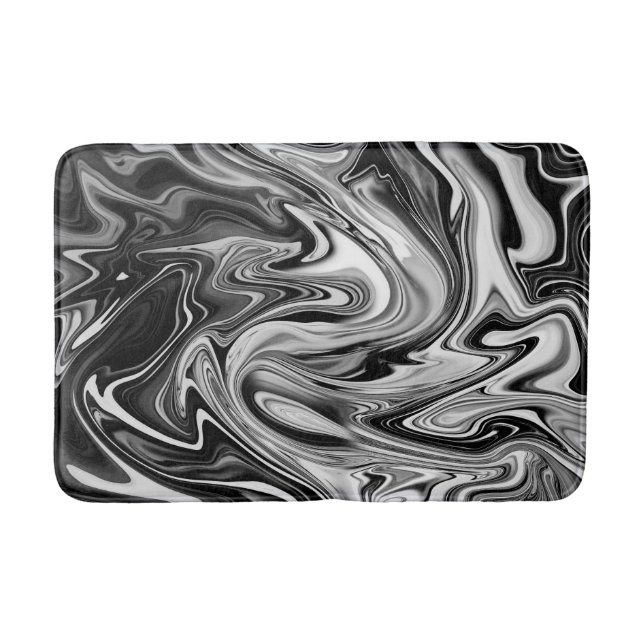 Elegant Marble 7 - Liquid Black and White Bath Mat (Front)