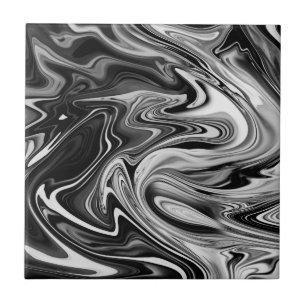 Elegant Marble 7 - Liquid Black and White Ceramic Tile