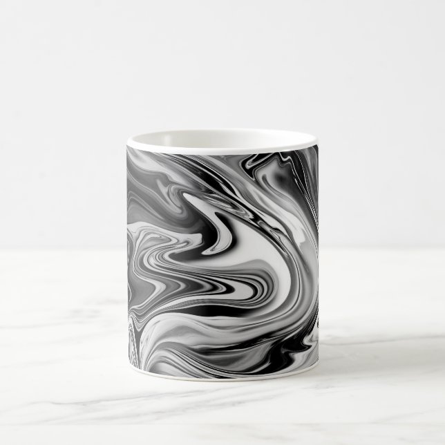 Elegant Marble 7 - Liquid Black and White Coffee Mug (Center)