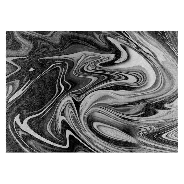 Elegant Marble 7 - Liquid Black and White Cutting Board (Front)