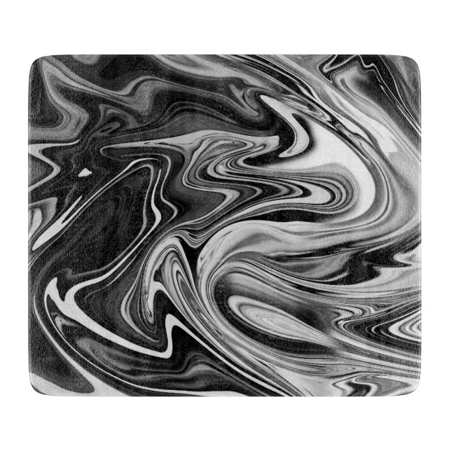Elegant Marble 7 - Liquid Black and White Cutting Board (Front)