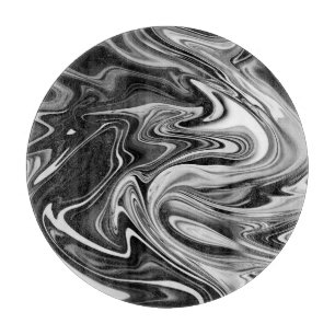 Elegant Marble 7 - Liquid Black and White Cutting Board