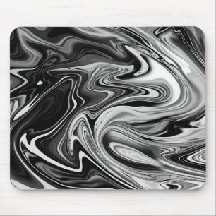 Elegant Marble 7 - Liquid Black and White Mouse Pad