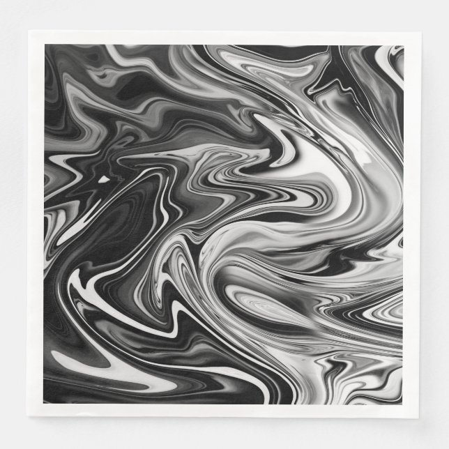 Elegant Marble 7 - Liquid Black and White Napkin (Front)