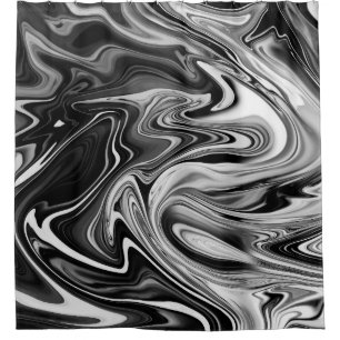 Elegant Marble 7 - Liquid Black and White Shower Curtain
