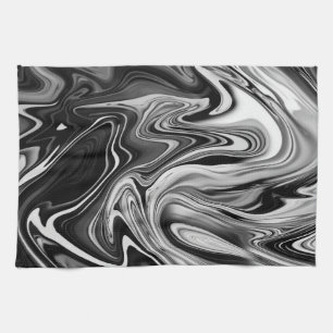 Elegant Marble 7 - Liquid Black and White Tea Towel