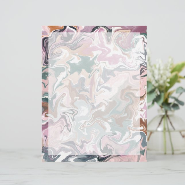 Elegant Marble Abstract Green and Pink Letterhead (Standing Front)