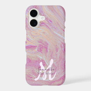 Elegant Marble Agate Pink Gold monogram