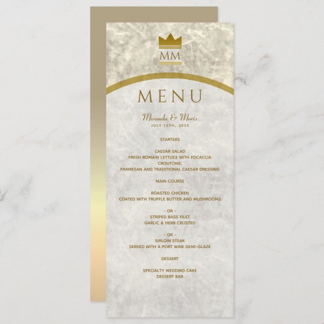 Elegant Marble and Gold Menu (Front/Back)