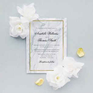 Elegant Marble and Gold Wedding Invitation