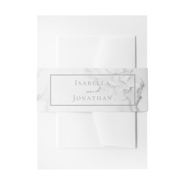 Elegant Marble and Wreath Wedding Invitation Belly Band (Front Example)