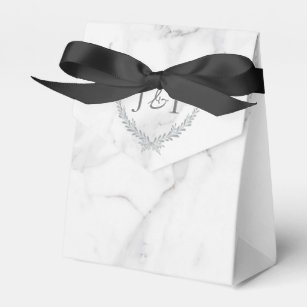 Elegant Marble and Wreath Wedding Treat Bag Favour Box