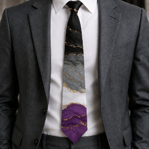 Elegant Marble Asexual Pride Colours Tie