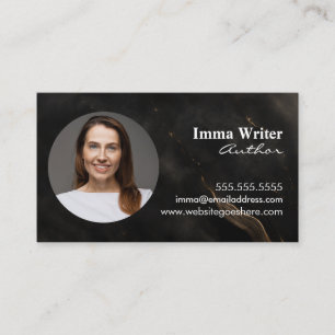 Elegant Marble Author Contact Photo and QR Code Business Card