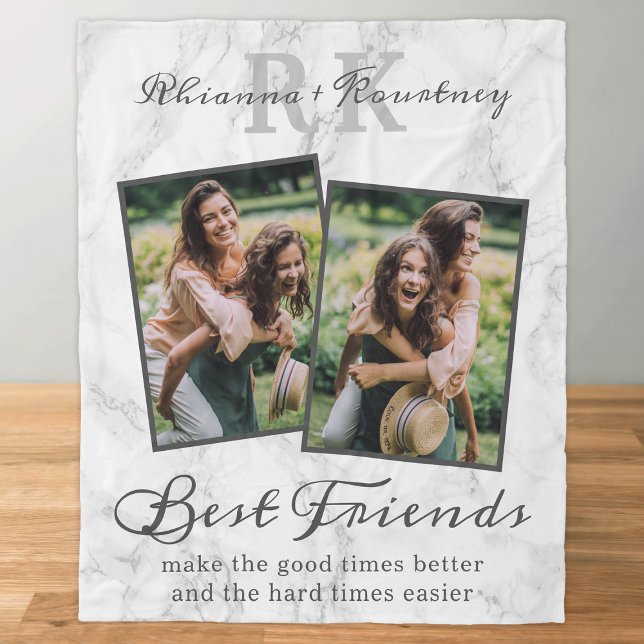 Elegant Marble Best Friends Photo Fleece Blanket (Creator Uploaded)
