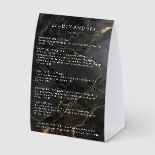 Elegant Marble Black-Gold Salon QR Code Pricelist