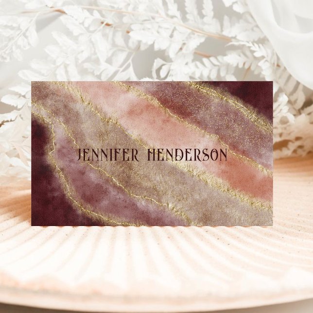 Elegant Marble Burgundy Pink Rose Gold Typography Business Card (Creator Uploaded)