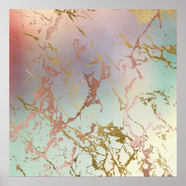 Elegant Marble | Copper Sage Mint Green Rose Gold Poster (Front)