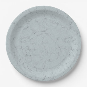 Elegant Marble Design Dusty Blue Grey Paper Plate