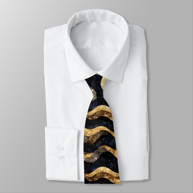 Elegant marble design with gold tones tie (Tied)